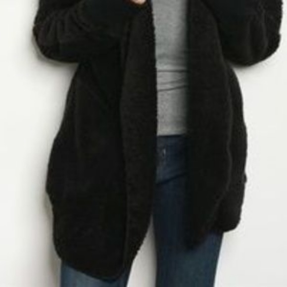 Sherpa Jacket with Hood Black - Picture 3 of 6